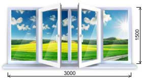 Балконная пластиковая рама 3000х1500